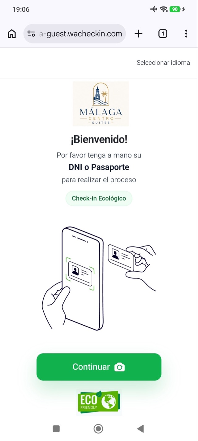 Bienvenida del check-in online: ten a mano el DNI o pasaporte
