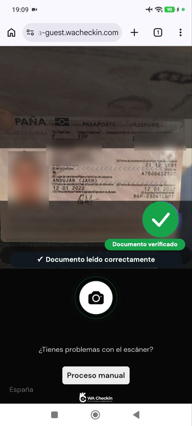 Captura del documento de identidad