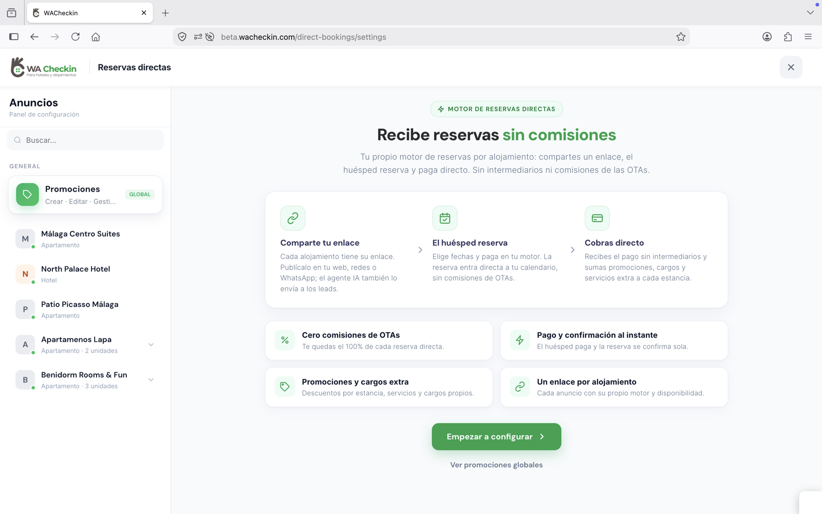 Motor de reservas directas de WACheckin: recibe reservas sin comisiones de OTAs